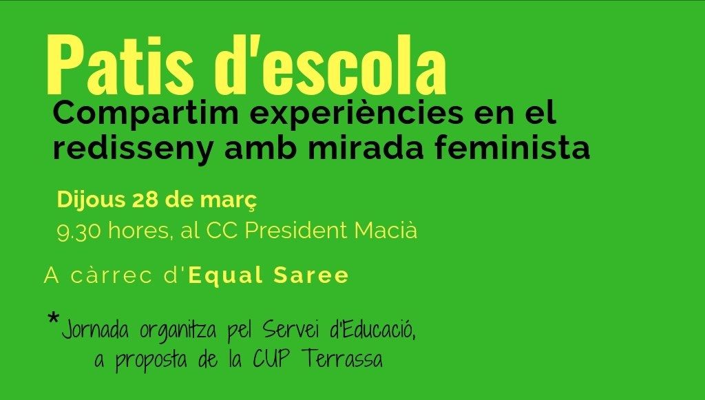 🚸 Des de l'arquitectura i l'urbanisme feminista: Visibilitzem com el disseny de l'espai influeix en les jerarquies entre l'alumnat 🚸 Jornada de treball amb les companyes d'<a href="/equalsaree/">equalsaree</a> a Terrassa #MunicipisFeministes
