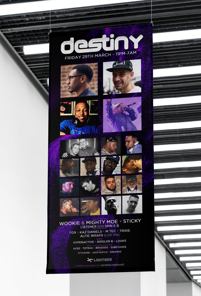 Not long until we welcome <a href="/DestinyNights/">Destiny Nights</a> back to the Lightbox featuring <a href="/Wooxstar/">Wookie</a> <a href="/MightyMoe/">Mighty Moe</a> <a href="/DJSticky/">DJ Sticky</a> &amp; more

Tickets - bit.ly/DestinyLDN
