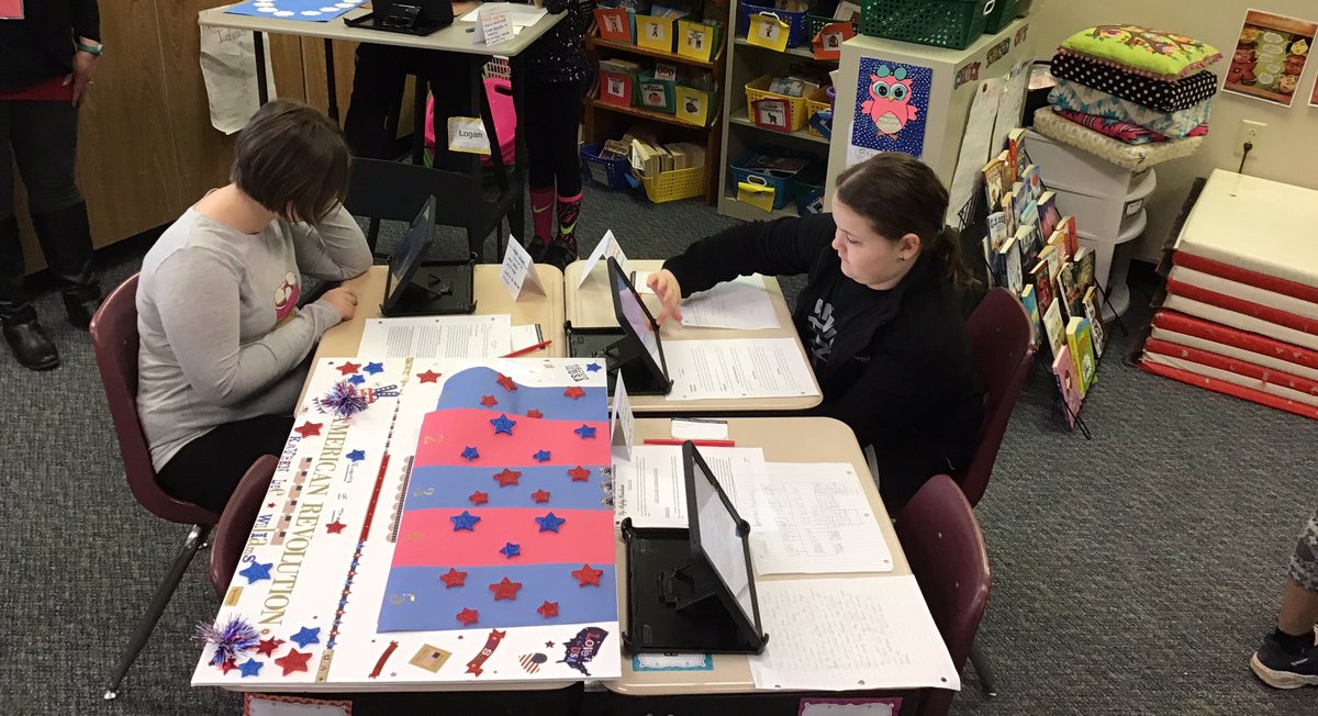 groelle4th's tweet photo. Welcome to our American Revolution Expert Fair! After writing an informational book, students created artifacts to share their expertise on the topic! So proud of their hard work! @SchDistofMilton https://t.co/zFf3vtL8b4