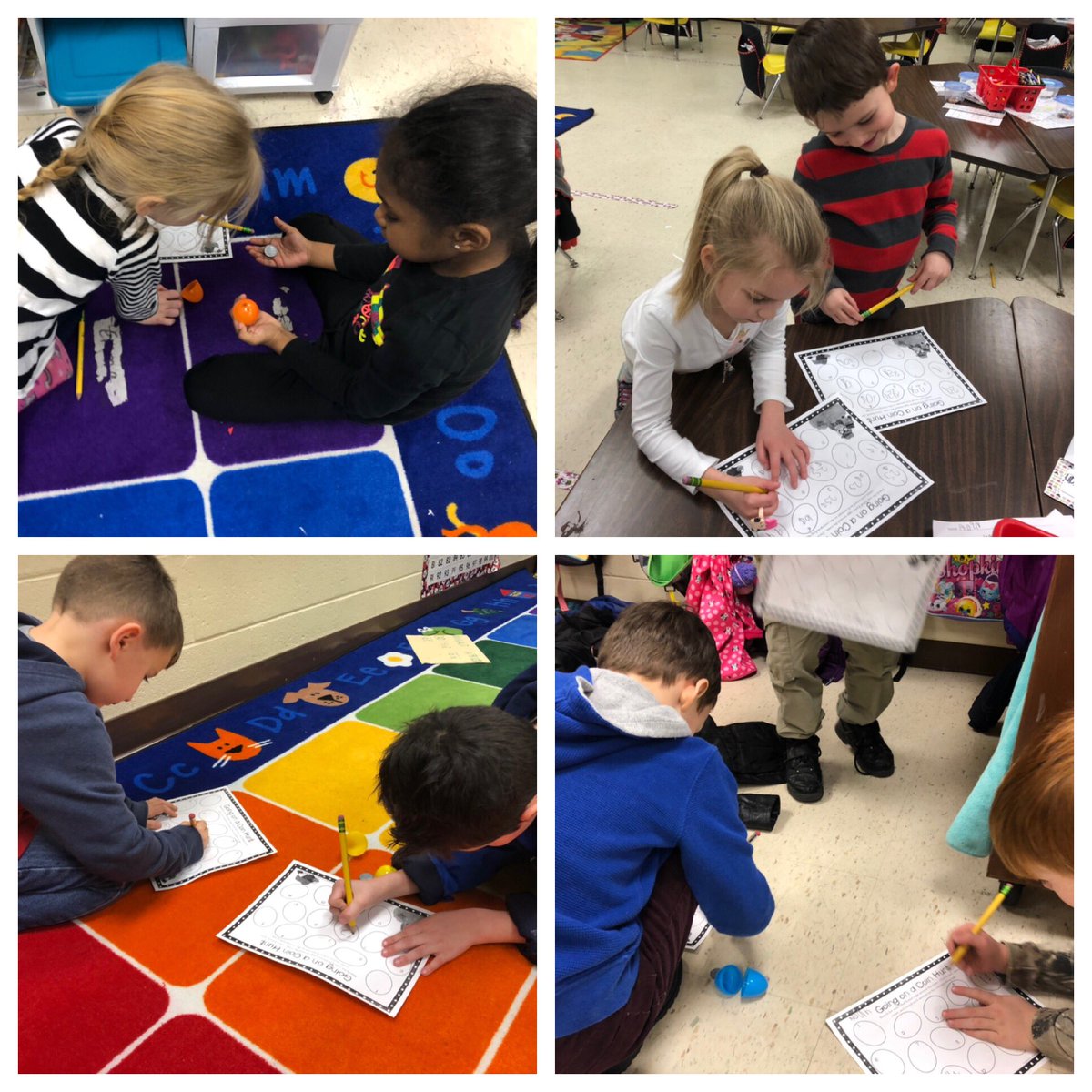 teachingbubbles's tweet photo. Kindergarten going on a coin hunt. Working with money on a rainy day. They had so much fun.@obgSTARS #Oneccps#gatespride#kinderteam https://t.co/Tu5sqYI4La