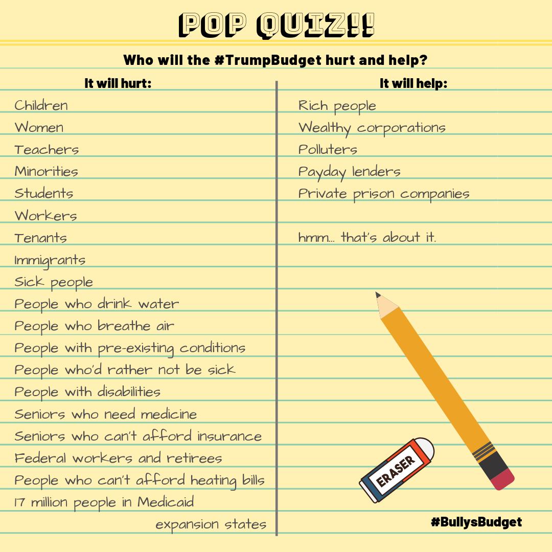 LacieChainD's tweet photo. Here's the #TrumpBudget ⚠️
@realDonaldTrump Will continue his
#CultureOfCorruption with this
#BudgetFromHell causing more pain,
Struggle and strife, in Our Country💙🇺🇸
@GOP #VoteAgainstTrump
Stand Up for America 💪🇺🇸🌊 https://t.co/p0Bov00SuR