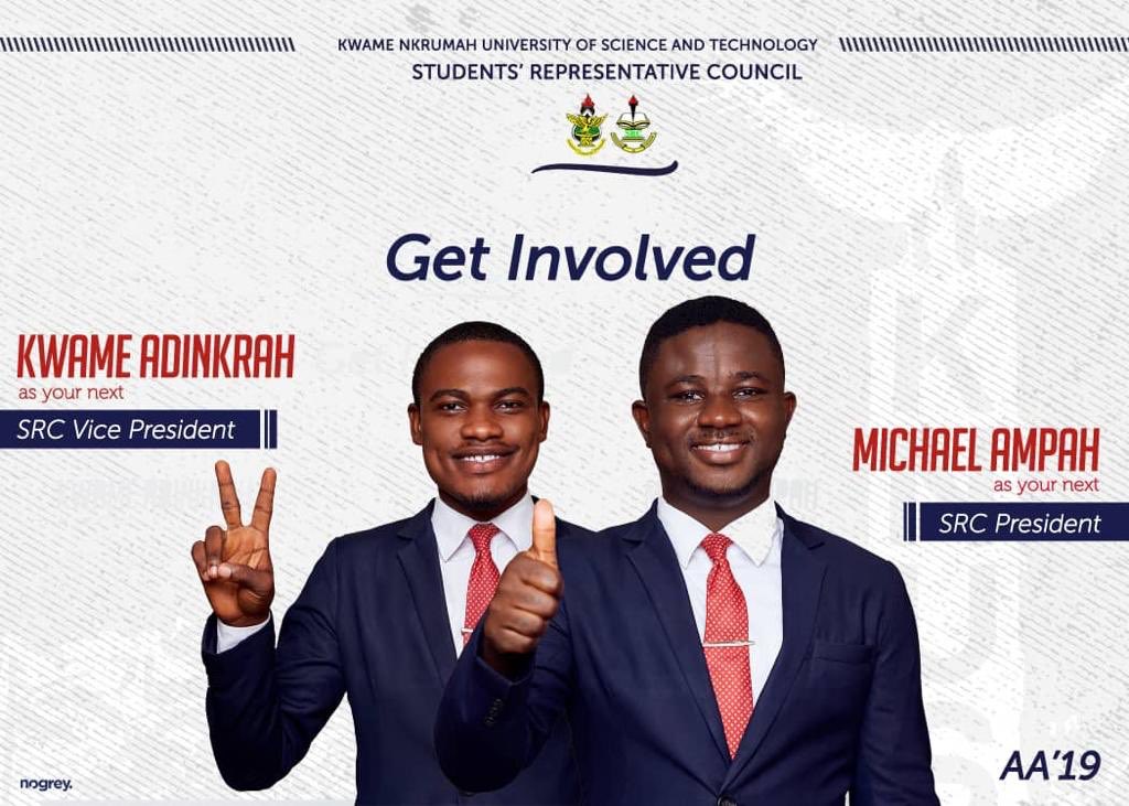 iamKaakyire's tweet photo. FIRST COME FIRST SERVE:

2019 SRC Presidential aspirant Michael Ampah Yeboah (MAY) @Ampah19 has released his merger picture with his running mate thereby making him the first aspirant to do so!
“Get Involved” —MAY ‘19
#KNUSTElection360 https://t.co/dCiWgYNHI4