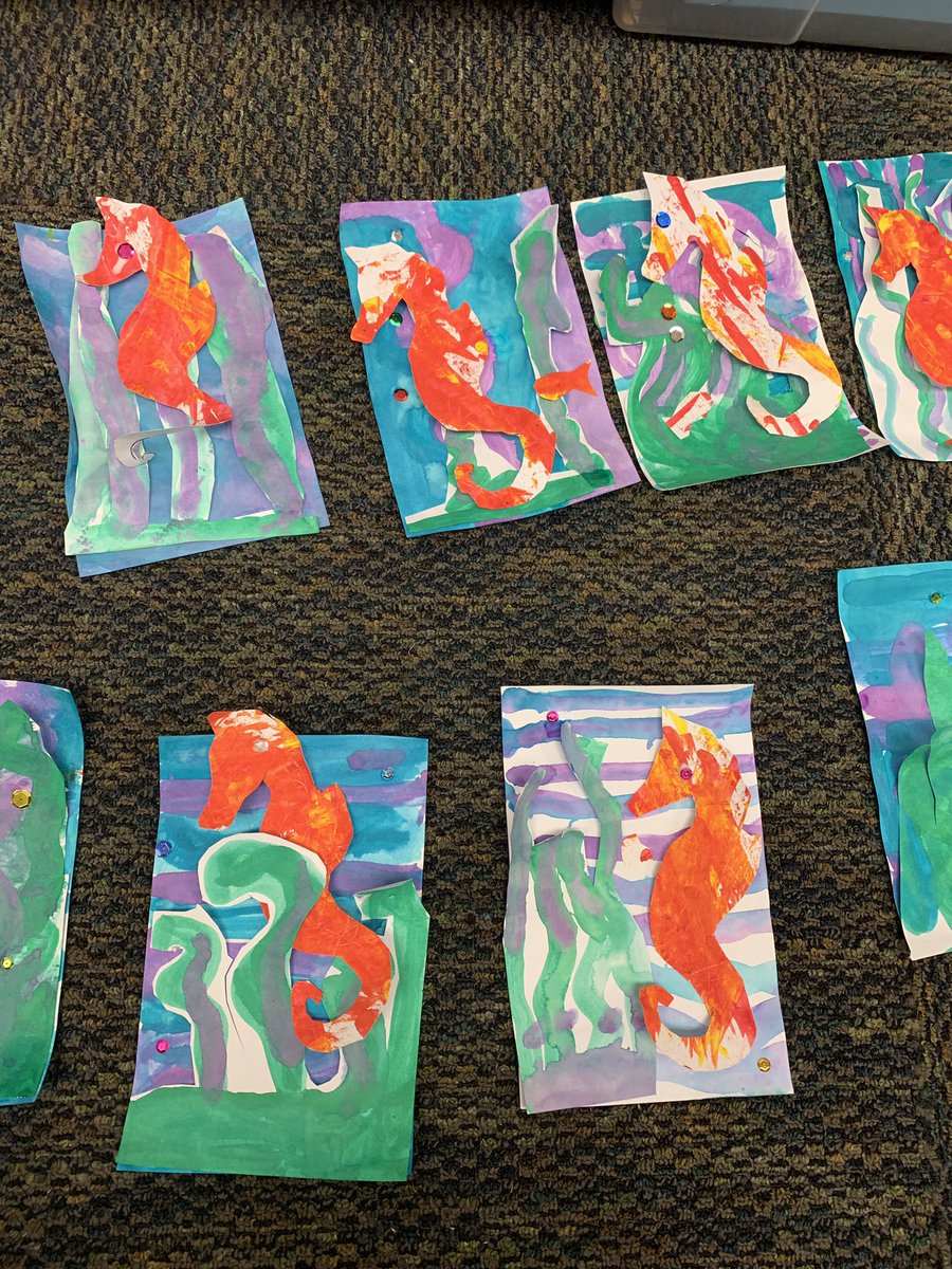 Haweselementary's tweet photo. More artwork in the spirit of Eric Carle! #kindergarten #artexplorers #ptafunded #behawesome #hawesnation https://t.co/ckKhYBjjwQ