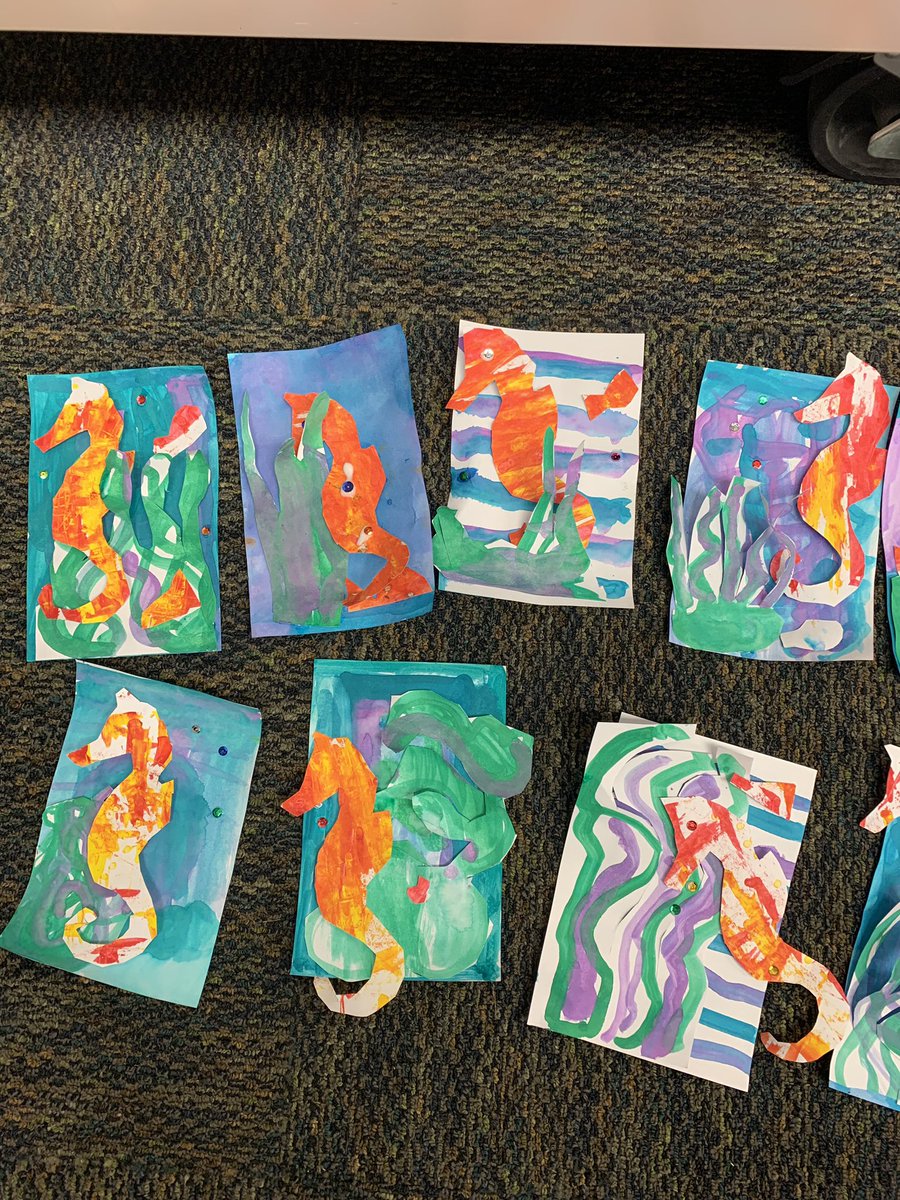 Haweselementary's tweet photo. More artwork in the spirit of Eric Carle! #kindergarten #artexplorers #ptafunded #behawesome #hawesnation https://t.co/ckKhYBjjwQ