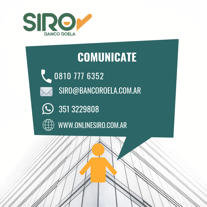 OnlineSIRO's tweet photo. ¿Querés comunicarte con nosotros? Tenés estos canales disponibles.
✅ 0810 777 6352
✅ siro@bancoroela.com.ar
✅ WhatApp al 351 3 229808
✅ https://t.co/uPLU21PKWR https://t.co/NQkf31xiSk