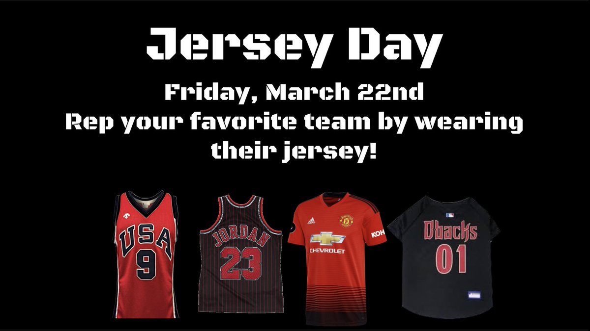 JERSEY DAY🗣🗣🗣 is tomorrow!!!!! Wear your fav jersey and get excited for our Spring Pep Rally 🤩🎾⚾️⚽️