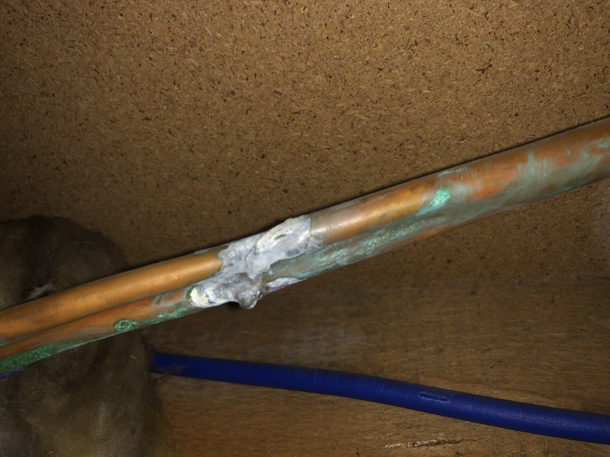 ben_habitat's tweet photo. Found this today on the heating system pressurising. 15mm with two 8mm pipes forced in then soldered! Fill and test tomorrow, I’m not looking forward to tomorrow. https://t.co/yVWbaSOe6z