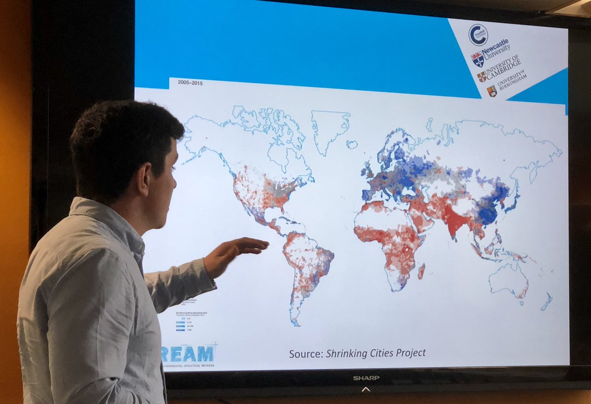 DreamCDT's tweet photo. First year @DreamCDT student George Willis outlines his research concerning the patterns and causes of growth and shrinkage of cities and urban centres worldwide. https://t.co/hxeXOwvkDa
