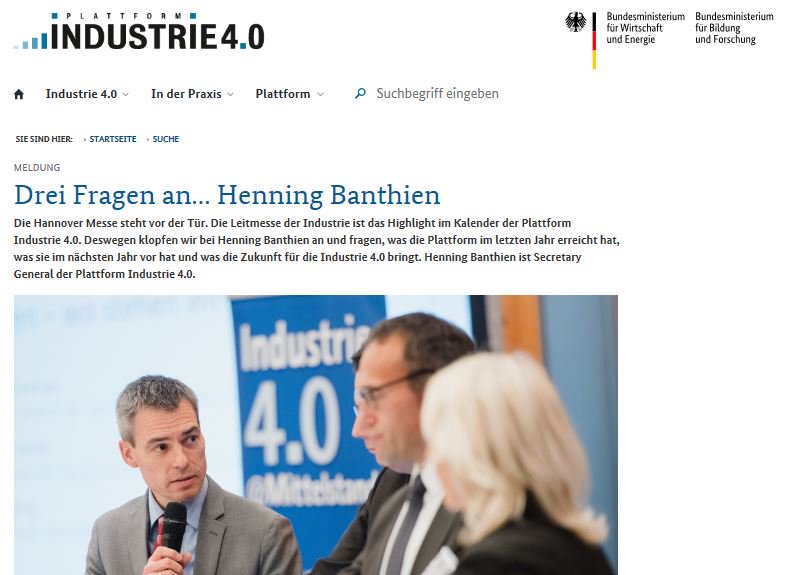 Der neue #Newsletter der zur <a href="/hannover_messe/">HANNOVER MESSE</a> ist da! Wir sprechen mit Secretary General Henning <a href="/banthien/">Henning Banthien</a> über die <a href="/plattform_i40/">Plattform-I4.0</a> Erfolge, stellen die Highlights unserer #HM19 Präsenz und spannende Veranstaltungen vor. Mit dabei am Stand: <a href="/sci_40/">SCI 4.0</a> <a href="/LNI40/">LNI 4.0</a> plattform-i40.de/I40/Redaktion/…