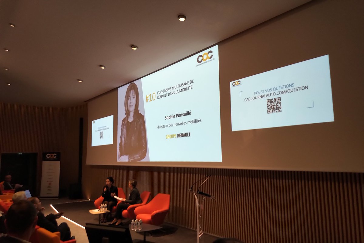 opteven's tweet photo. Sophie Ponsaillé de @Groupe_Renault nous parle la stratégie mobilité du groupe a la #CAC19. Les VU des professionnels, de nouvelles solutions comme le #ezpro https://t.co/w8UNOJ7jXt