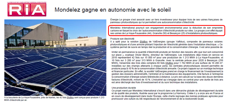 ellyboxfr's tweet photo. « Mondelēz @MDLZ poursuit son engagement environnemental en faisant le choix de l'autoconsommation solaire » ☀️

Merci RIA pour ce bel article ! https://t.co/x1aTtPuYqY