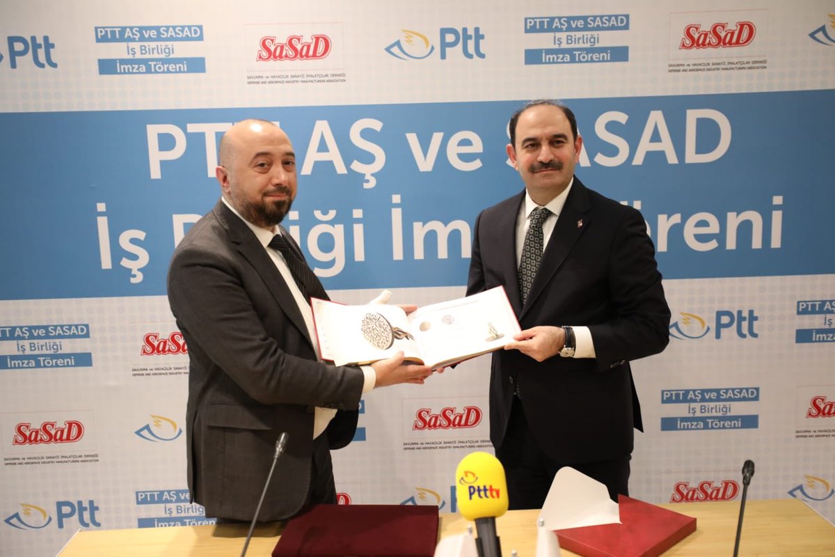 PTTKurumsal's tweet photo. Ülkemizin iki önemli kurumu Savunma Sanayii İmalatçıları Derneği (SASAD) ile PTT AŞ arasındaki işbirliğini güçlendirmek için SASAD Yönetim Kurulu Başkanı Sn. Öner Tekin ve Genel Müdürümüz Sn. @BozgeyikKenan'ın katılımıyla protokolümüzü imzaladık. https://t.co/IzK1Gra4fO