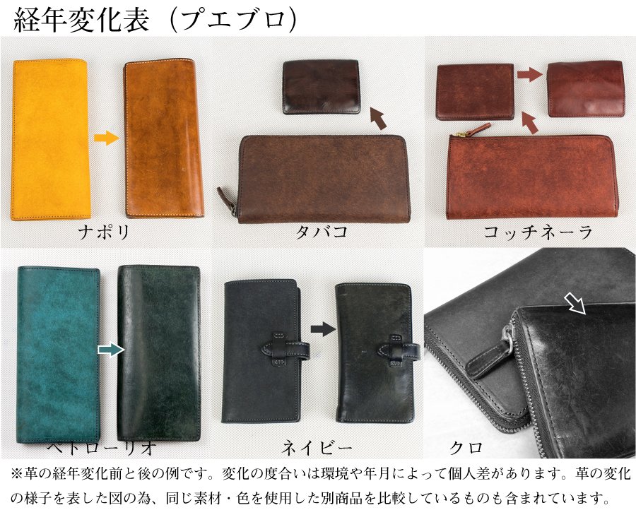 His Factory ざっくりとですが 革の経年変化 の様子をこんな画像で紹介しています もちろん環境や年数などの条件によって度合いは変わりますが 購入当初と時間が経った後の変化の違いを簡単に分かる様にしていますので ぜひ一度見てみてください