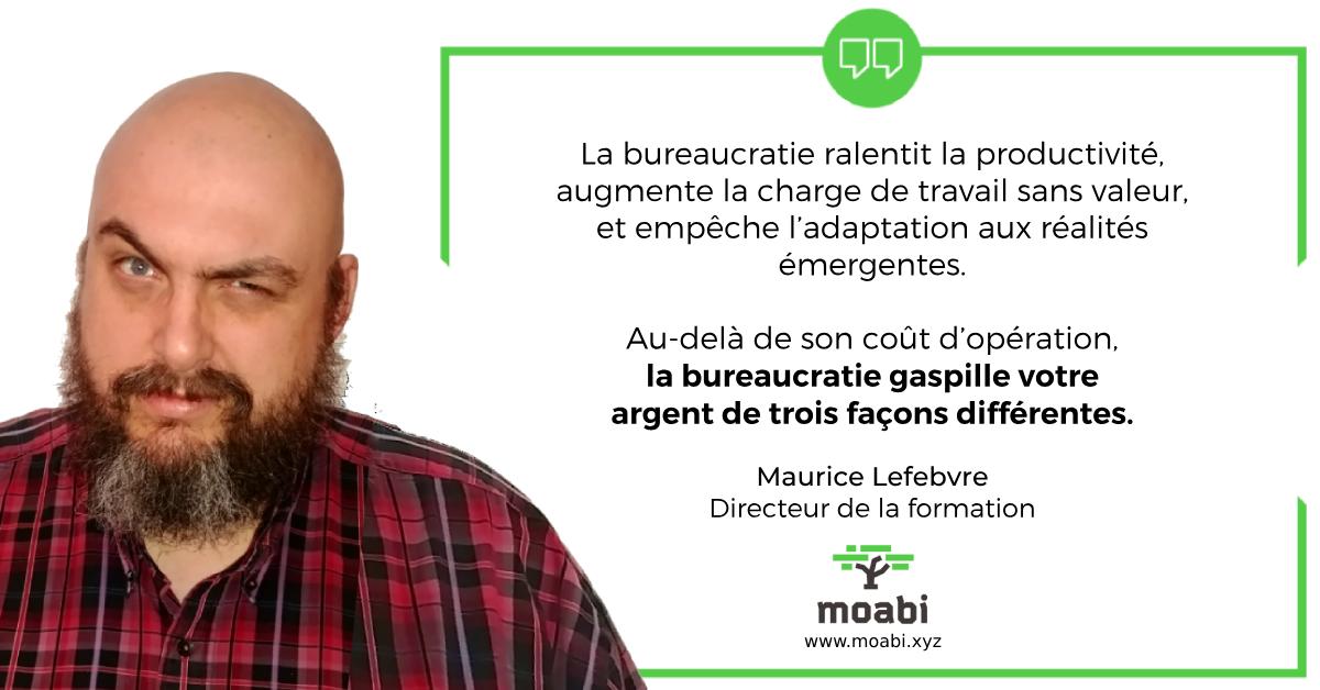 MoabiXYZ's tweet photo. La bureaucratie ralentit la productivité, augmente la charge de travail sans valeur, et empêche l'adaptation aux réalités émergentes. 
Au-delà de son coût d'opération, la bureaucratie gaspille votre argent de trois façon différentes. On peut vous aider https://t.co/qPSB59KoLL https://t.co/zfb5FjUC7Y