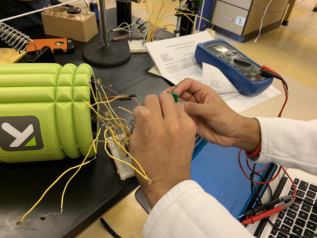 RollOutOfficial's tweet photo. Troubleshooting day here with Rollout. Using a voltmeter to test A and B pins on our amplifier &amp; soldering a new amplifier for extra bridges. #ChangeHowYouRoll https://t.co/txmuUYO89f