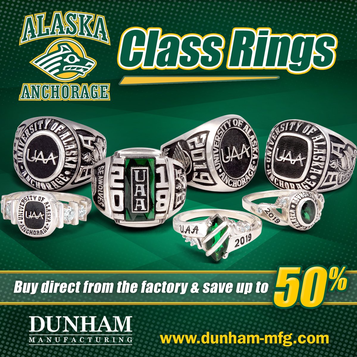 dunhamjewelry's tweet photo. We are proud to be manufacturing #rings for @uaanchorage! Order your #ring at: https://t.co/q2b6Ut1sMp!
#UAA #UniversityOfAlaska #UniversityOfAlaskaAnchorage #UAAmazing #UAASeawolves #SeaWolfNation #ClassRing #Jewelry #JewelryManufacturer #DunhamJewelry #DunhamManufacturing https://t.co/9JBYkf8r86