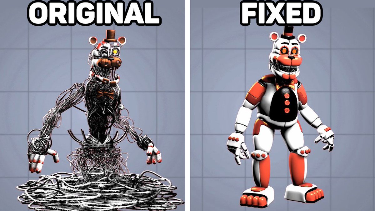 Fixed VS. Original Animatronics in Five Nights at Freddy's #4. pic.twi...