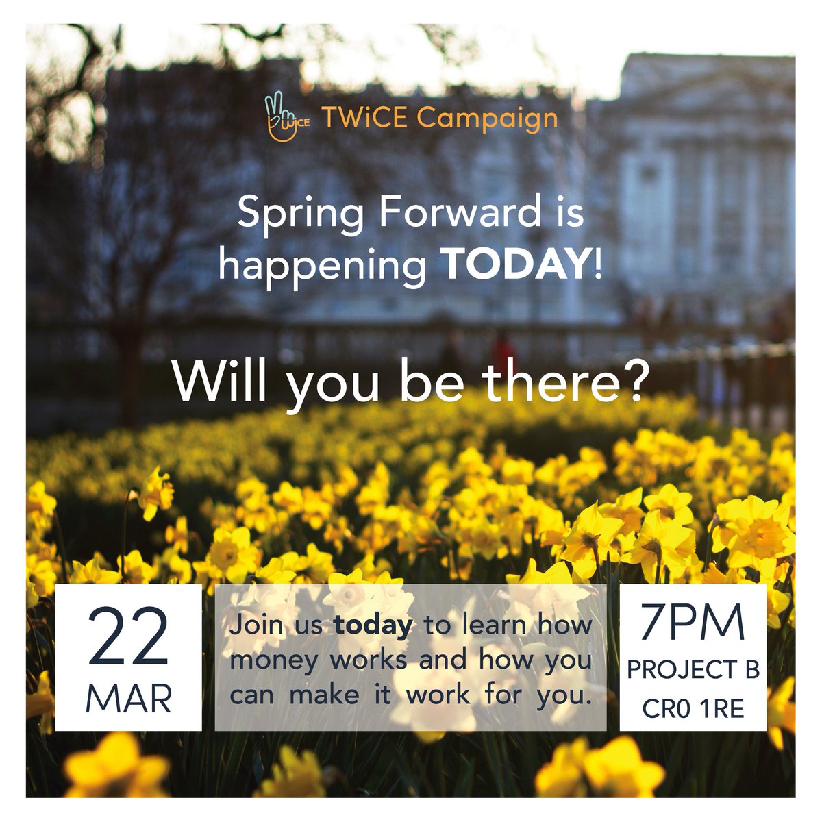 TWiCECampaign's tweet photo. Looking forward to our event tonight @ProjectBCroydon @croydonevents It isn't too late to sign up to attend at https://t.co/VR6kOOWcH2 #spring #event #ThisWillChangeEverything #money #personalfinance #getahead. https://t.co/UvqUkKkWDF