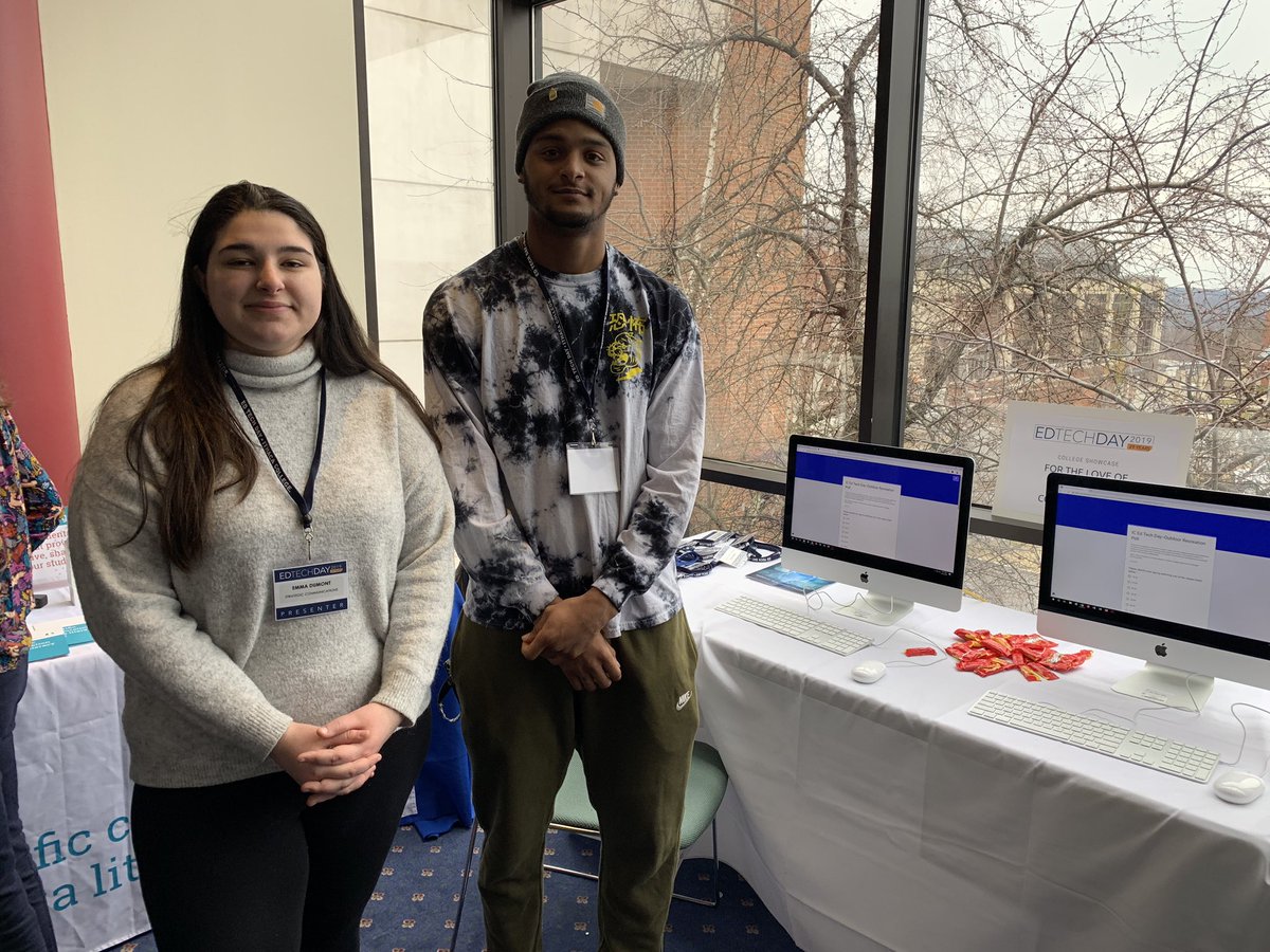 14850today's tweet photo. Ithaca College students are working on a project with the @NYSDEC on how to promote outdoor recreation to different demographics, and they’re talking about their survey at #EdTechDay19. https://t.co/pEMW22ssGP