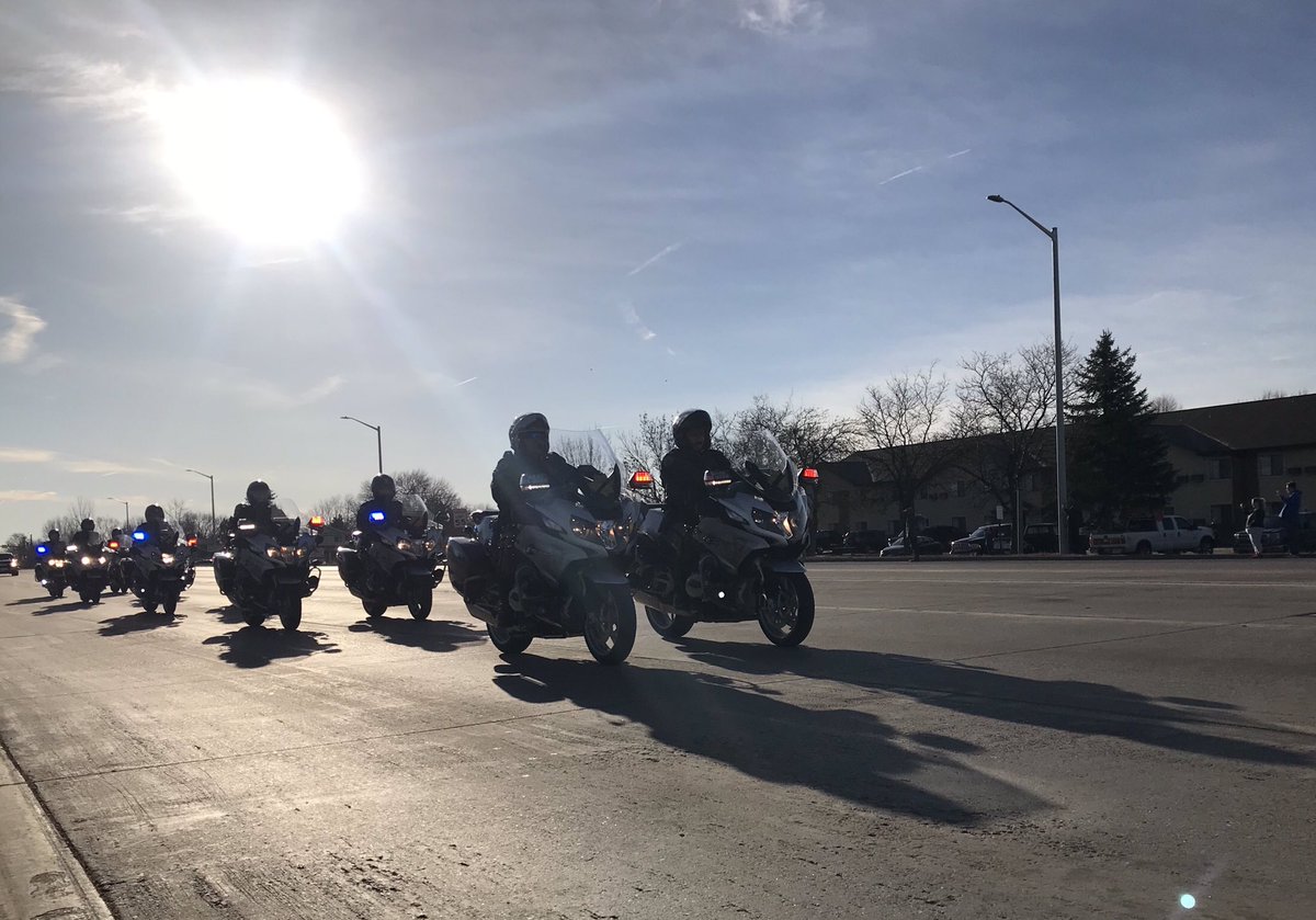 CSP motorcycles lead procession into #Longmont for CSP Cpl Daniel Groves’ funeral