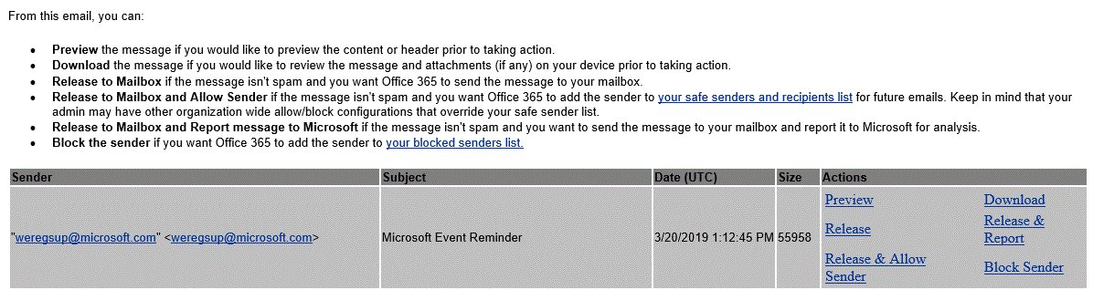 DavidTaig's tweet photo. Enhanced ESNs (End User Spam Notifications) to include more inline actions has been rolled out
#EOP #Spam #ExchangeOnline #Office365 #ExchangeOnlineProtection
https://t.co/BYuvEwmTmB https://t.co/SovDBrbf6i