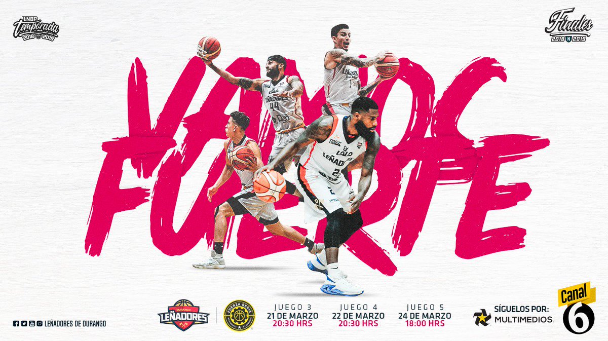 LenadoresCB's tweet photo. ⚒#GameDay⚒ 

No te pierdas el juego 3 de la Final #ZonaNorte ante Fuerza Regia Oficial por Canal 6 de Multimedios. 

💪 #VamosFuerte  
#FinalesLNBP #LNBPfinales
#ZonaNorte  #EsteEsMiJuego #Temporada20182019 #LNBPLaTienesQueVivir #basketball #baloncest https://t.co/QETSHbAxKA