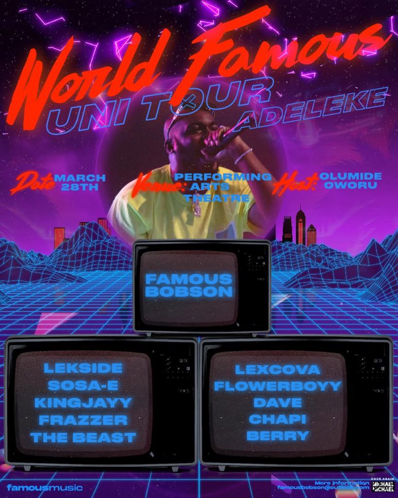 Kungfusosa's tweet photo. Catch me Live w the Mandem at @FamousBobson #WorldFamousTour at Adeleke University on the 28th Of March 🔥🔥

Flex your Flex. https://t.co/ewhAaqUyR5