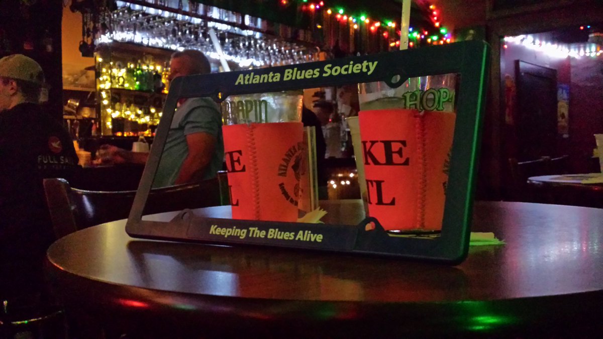 breezekings's tweet photo. Judith's fave table at @BlindWilliesGA with new @AtlBluesSociety merch hand delivered by George & Betty who are, of course, at their own table nearby. 3 of #ATL most loyal #blues fans. We don't start till they arrive!
#BreezeKings #BlindWillies #GAblues #LiveMusic #Atlanta https://t.co/RKw5B9OM7N