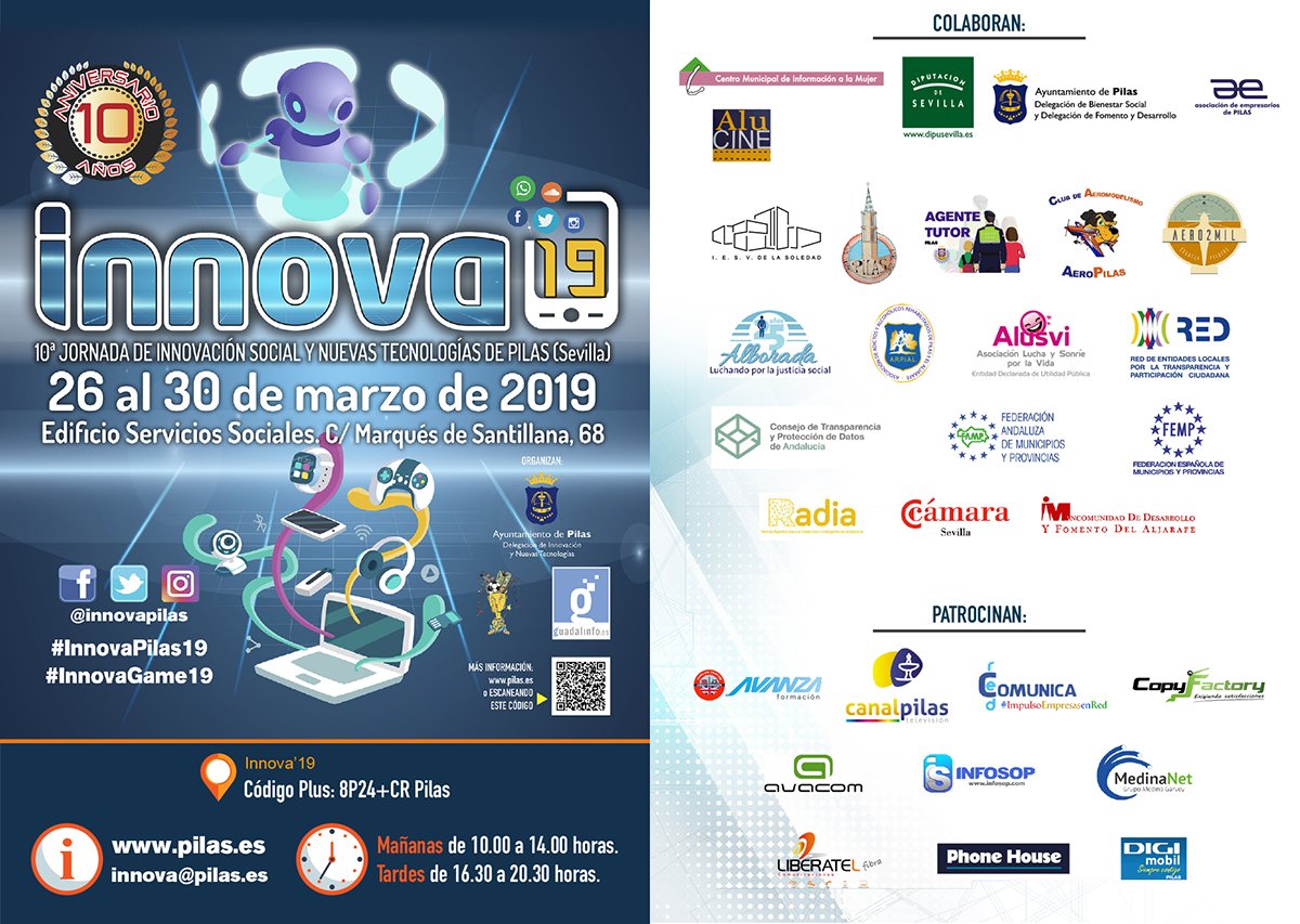 InnovaPilas's tweet photo. Desde #InnovaPilas19 e #InnovaGame19 queremos darle las gracias a todas las entidades y empresas que han colaborado con nosotros y han hecho posible este evento.
💠 Más información e inscripciones en: https://t.co/Y5ZDs2y5EC https://t.co/kgNrQM0zUC