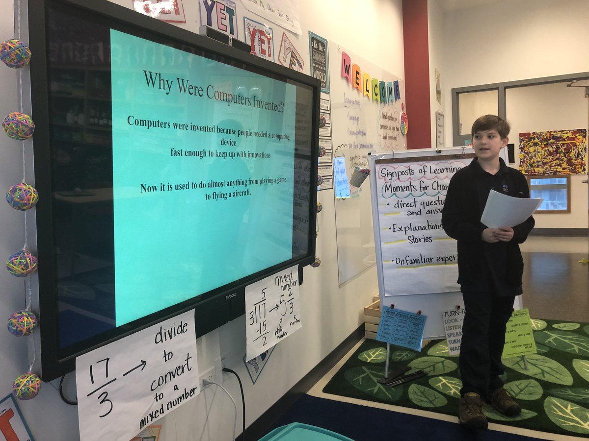 5thgradeGEMS's tweet photo. G5 students are sharing their research into innovations in computing and air travel. Still to come...ovens, sewing machines, army uniforms and pre-electric transportation! 🙌�� @G5GemsChi @GWAcademyChi #ibpyp #innovation https://t.co/oedr5LLpqz