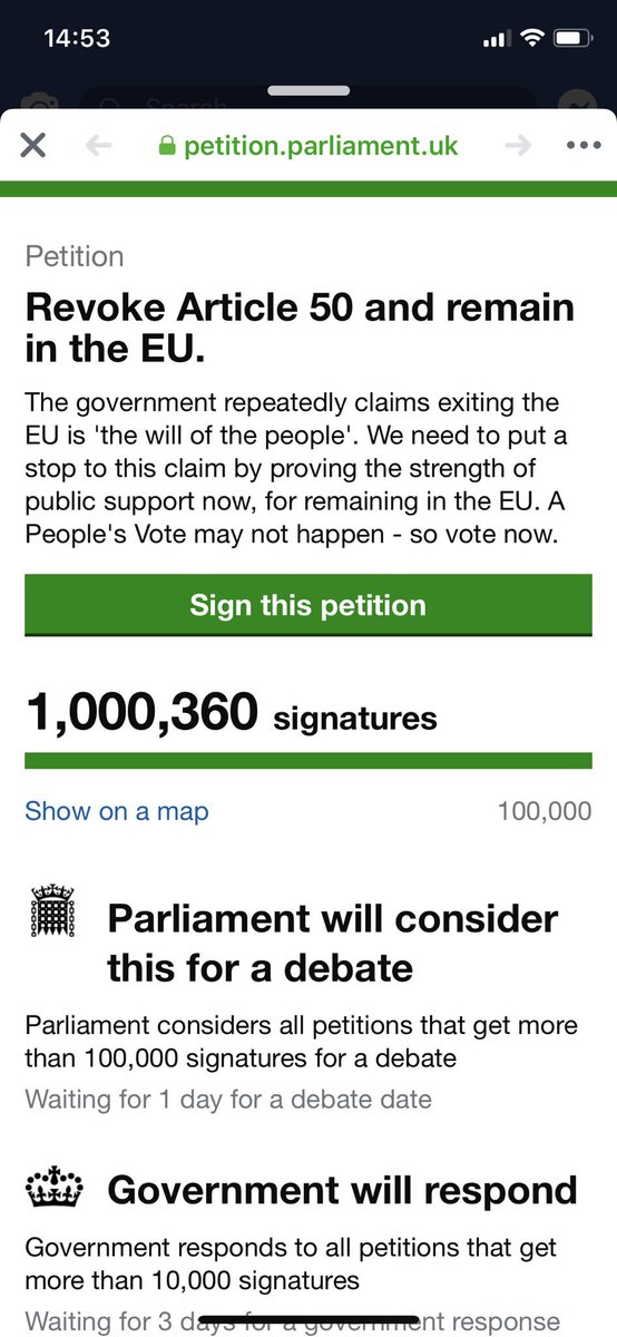 DeardenTim's tweet image. #Brexit so if more than 15 million people sign this - it is a second referendum
