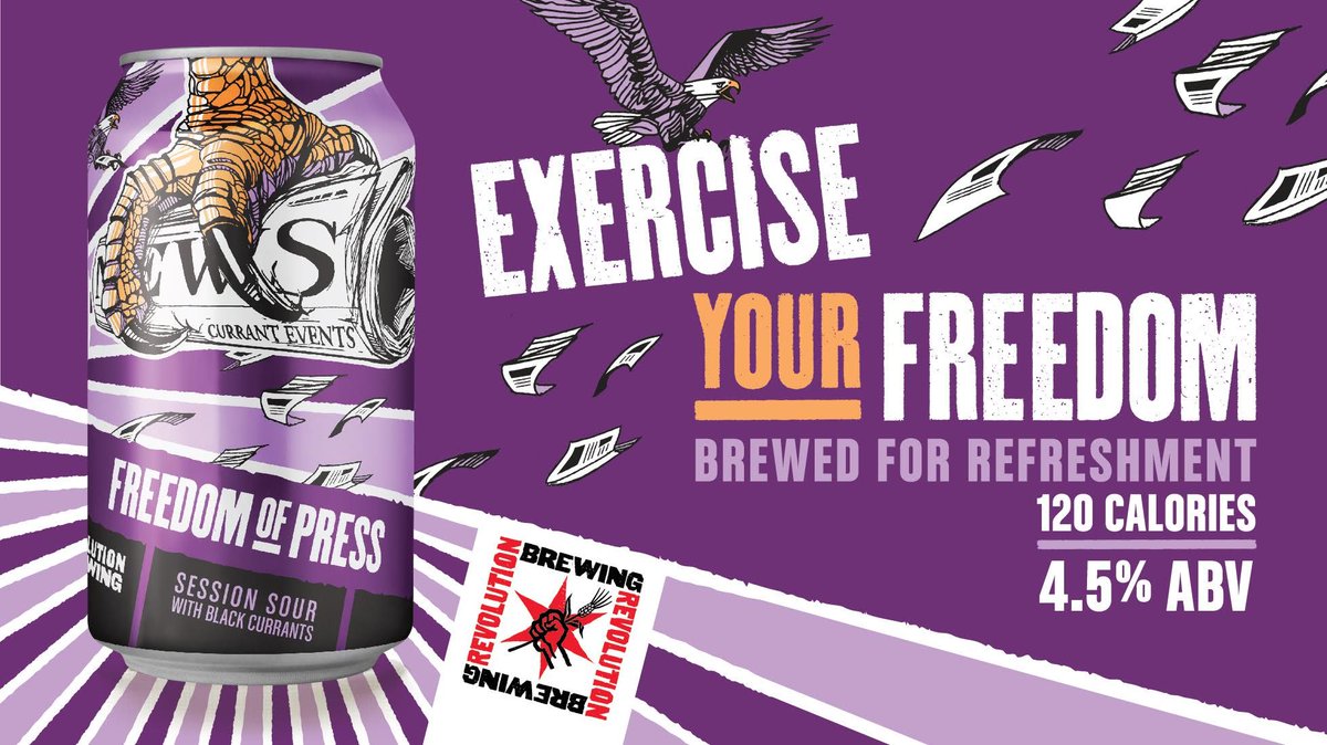 BrentwoodSpirit's tweet image. #EugenePorter #RevolutionBrewing
a striking, robust porter full of warmth &amp;amp; chocolate malt, toasted grain &amp;amp; caramel
#SessionSour series #FreedomOfPress is sweet w/ earthy berry flavors from black currants