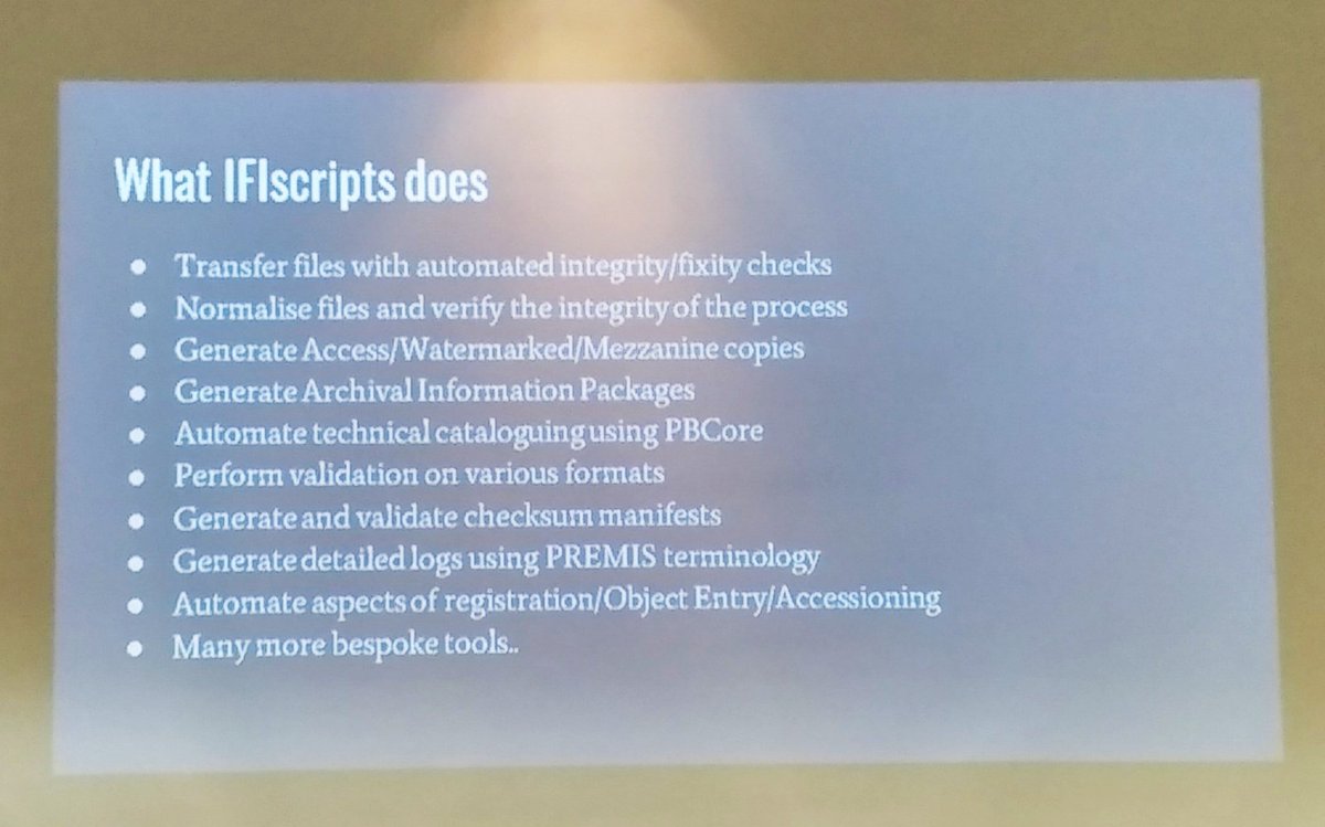 KillDowning's tweet photo. Data and Digital Systems Manager @kieranjol on the award winning suite of open source #IFIScripts that support digital preservation activities in a sustainable and efficient manner @ARAIreland training day #digipres @dpc_chat @github @IFI_Dub https://t.co/7sBuTdVONp https://t.co/dwzIPX8nQB