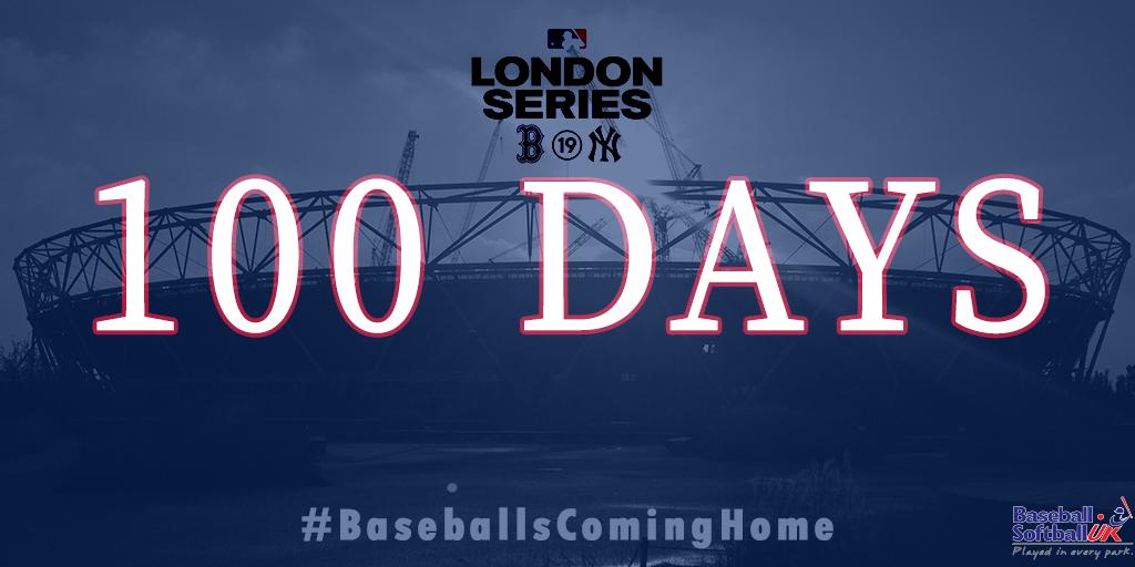 bsuk's tweet photo. 100 days until Baseball Comes Home!
@mlblondonseries #LondonSeries #BaseballsComingHome https://t.co/nbc3yZhEDD