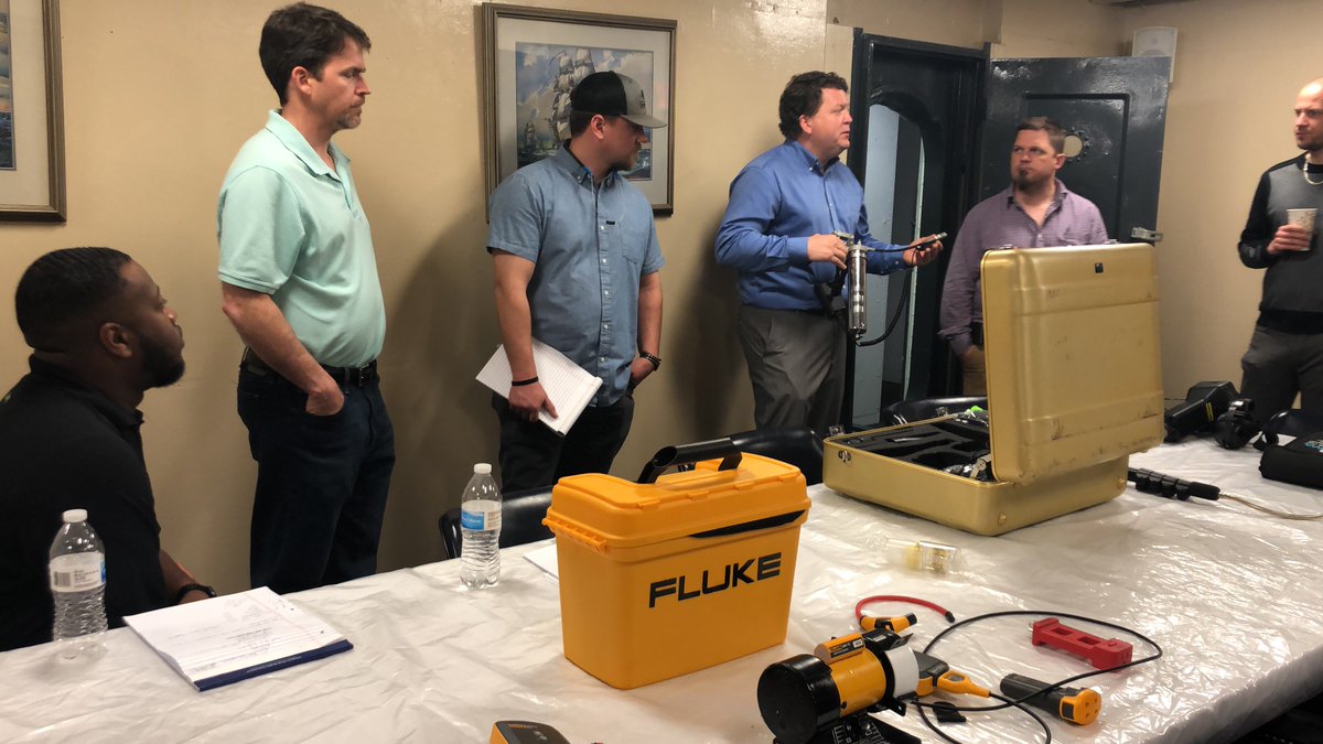 EruditioLLC's tweet photo. Today our #iBL students are getting to play with the predictive and precision maintenance tools from our friends at @UE_Systems, @FlukeCorp, @Exiscan Infrared Windows, @SimploJar and @LudecaInc.
#Reliability
#EruShip https://t.co/jt4DpwjFbZ