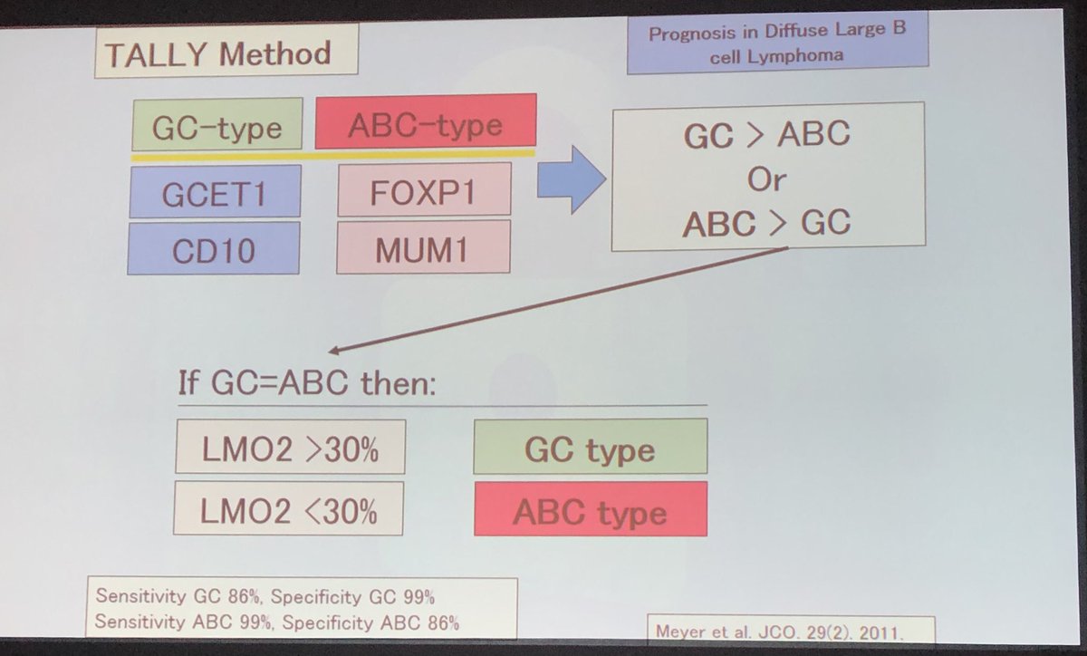 GC-B vs ABC DLBCL subtyping based on 2 different IHC algorithms
