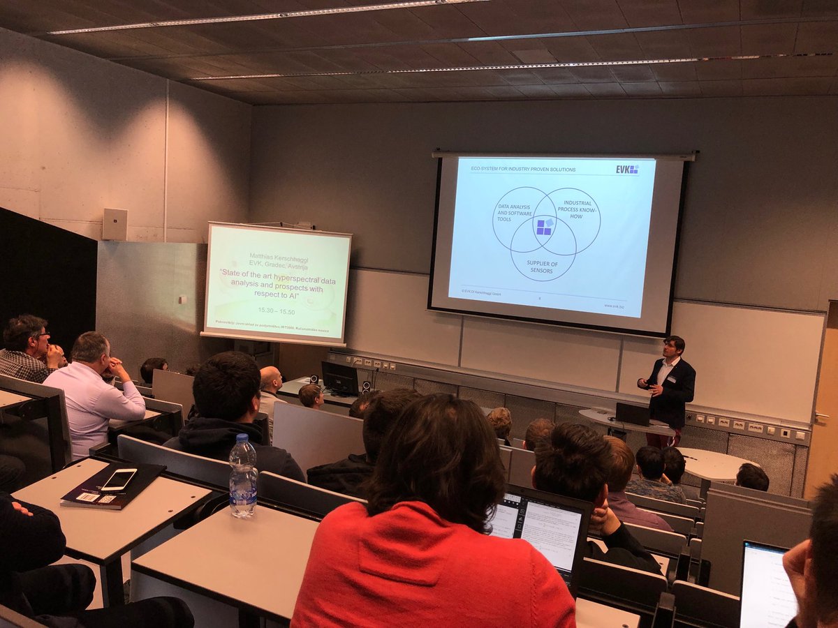 __EVK__'s tweet photo. #ROSUS conference in #Slovenia. Matthias Kerschhaggl, CTO of #EVK is creating new #knowledge in #industrial imaging for the participants by bringing them expertise directly from the field. https://t.co/OWo3zwAr95