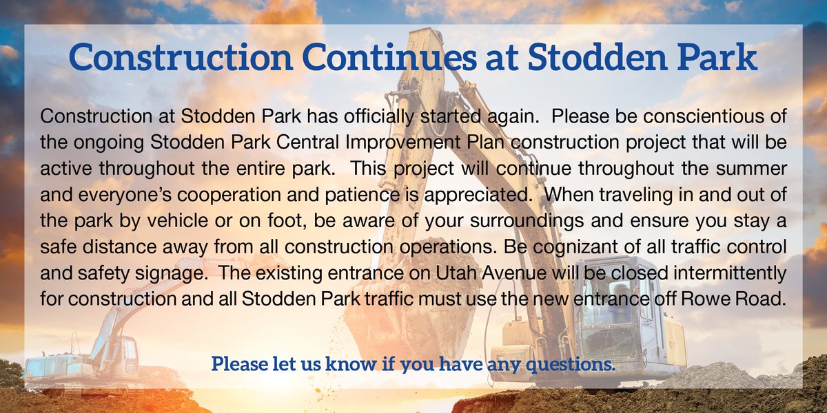 waterenvtech's tweet photo. The Stodden Park project team appreciates your patience as #construction starts back up. @ButteSilverBow @Butte_MT @ButteExperience https://t.co/uElZRgXaPp