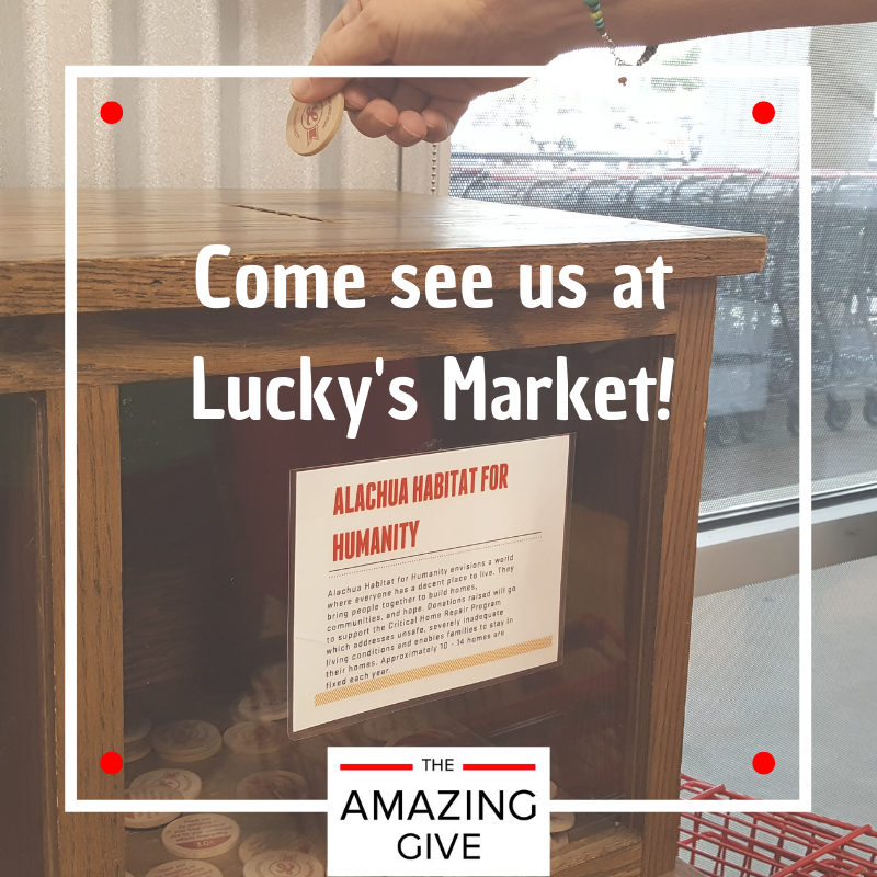 It's the #TheAmazingGive & we'll be @Lucky's from 12 - 6 p.m. Stop by & say hi! U can also participate & support our homeownership program here: ow.ly/CpE750nEEWu #BagsForChange #DoSomethingAmazing #BuildMoreTogether