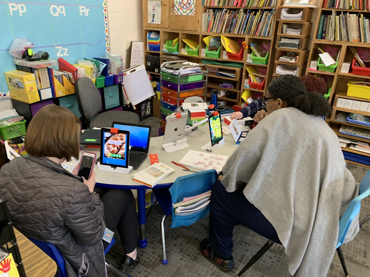 HFE_Haney's tweet photo. HFE Kinder teachers learning how to use implement OSMO in our classrooms.  Interactive program that makes learning fun.  We are the #TheHFEDifference  and #TheACSWay https://t.co/McXpRvLSaD