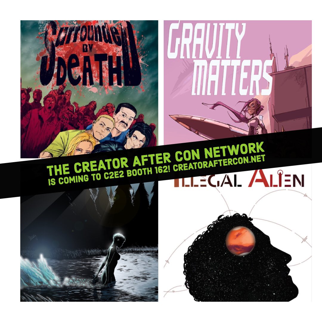 CAfterConN's tweet photo. #indiecomics creators, looking to meet new collaborators and want to see the power of networking? Come check out books by #CACN members @cloudwrangler @JohnnyC138 @PJAxel17 @RapidCityComic @GrandpaBats @JoeCrowArt and more at @c2e2 booth 162! https://t.co/P65EwstANj