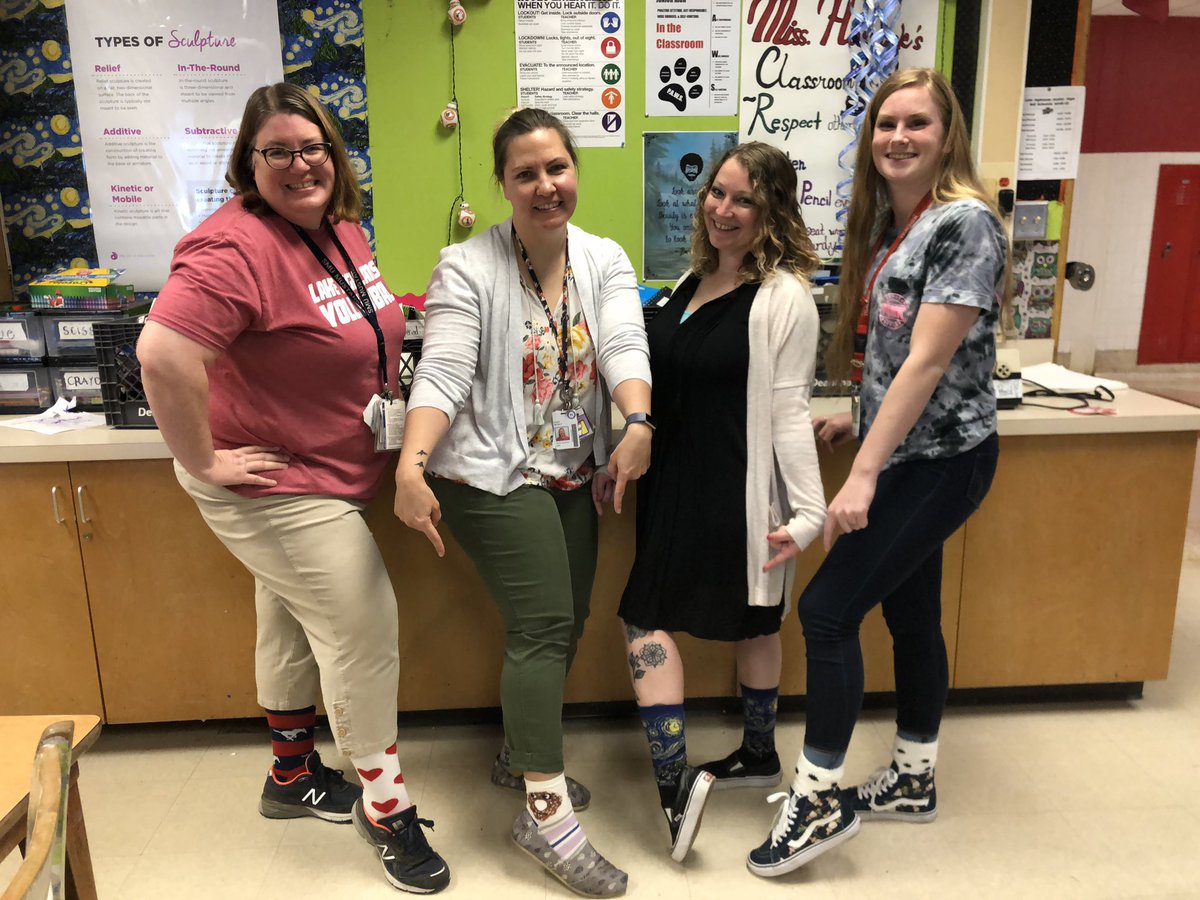 masseySSS's tweet photo. World Down Syndrome Day! Celebrating with crazy socks and awesome friends! All means all❤️ #teamlhjh #RISDSSS @AdamWeimerSLP https://t.co/7OvQadPmNQ