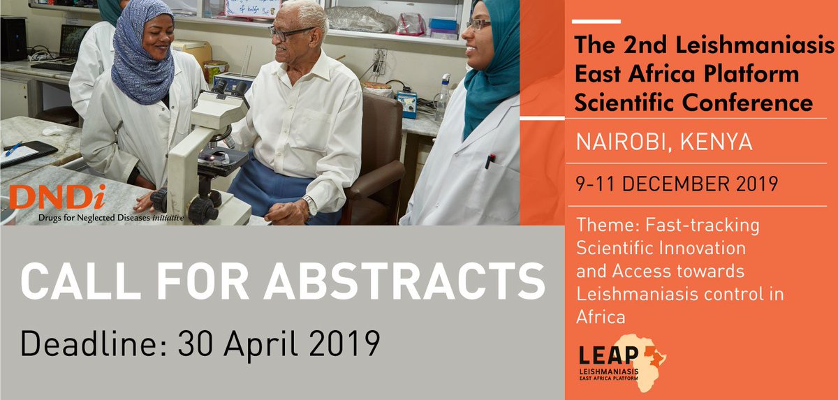 DNDi's tweet photo. Interested in presenting your work on diagnosis, treatment, prevention, or elimination of #leishmaniasis?

Submit your abstract by 30 April 2019 for the next LEAP Conference happening in December: https://t.co/OECnzJxmEA https://t.co/mH3fN2wKUM