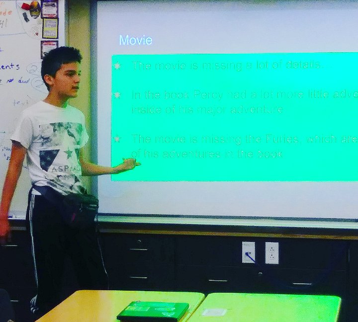 VelardeJolene's tweet photo. Percy Jackson presentations in 7th grade language arts. #languagearts #7thgrade #percyjackson @Fremont1_LMS https://t.co/2XgNK70vB8