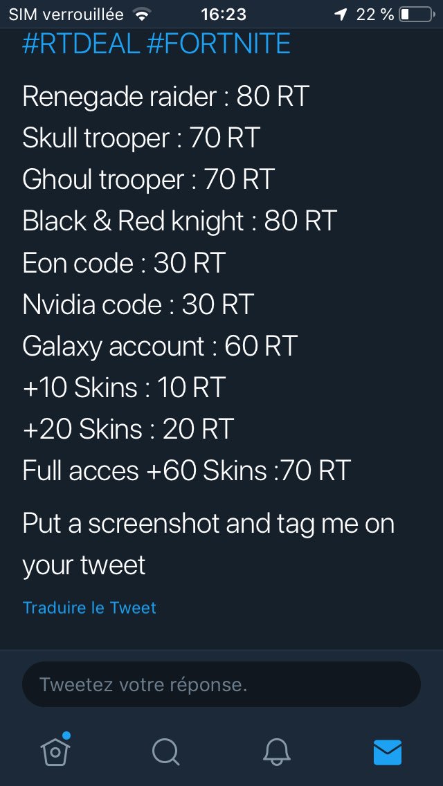 RGiius's tweet photo. Bon je vais y participer hein étant donner que je me suis fais voler mon compte.. si vous voulez bien m’aider messieurs c’est avec plaisir :) #RTDEAL #FORTNITE @OffGiving https://t.co/fE0GdhmUGU