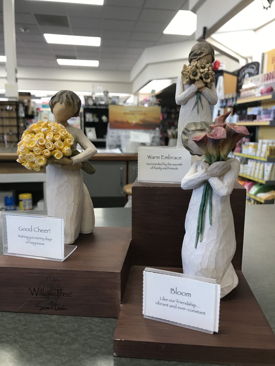 WallsMedicine's tweet photo. Bloom, Warm Embrace, and Good Cheer! are March's figurines of the month!! Stop in and check them out for yourself! They are each $15 (reg $22.99) and while supplies lasts! #shoplocal #wallspharmacy #willowtree https://t.co/bHwdee6K9X