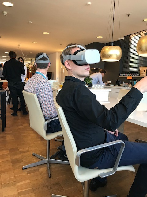 easy_software's tweet photo. Virtual Reality is dead?! Or is it just starting up? Round Table participants experience VR live and discover a technology before its breakthrough in practice. #EASYSoftware #ApiOmat #VR https://t.co/FAWYFqi5Gs