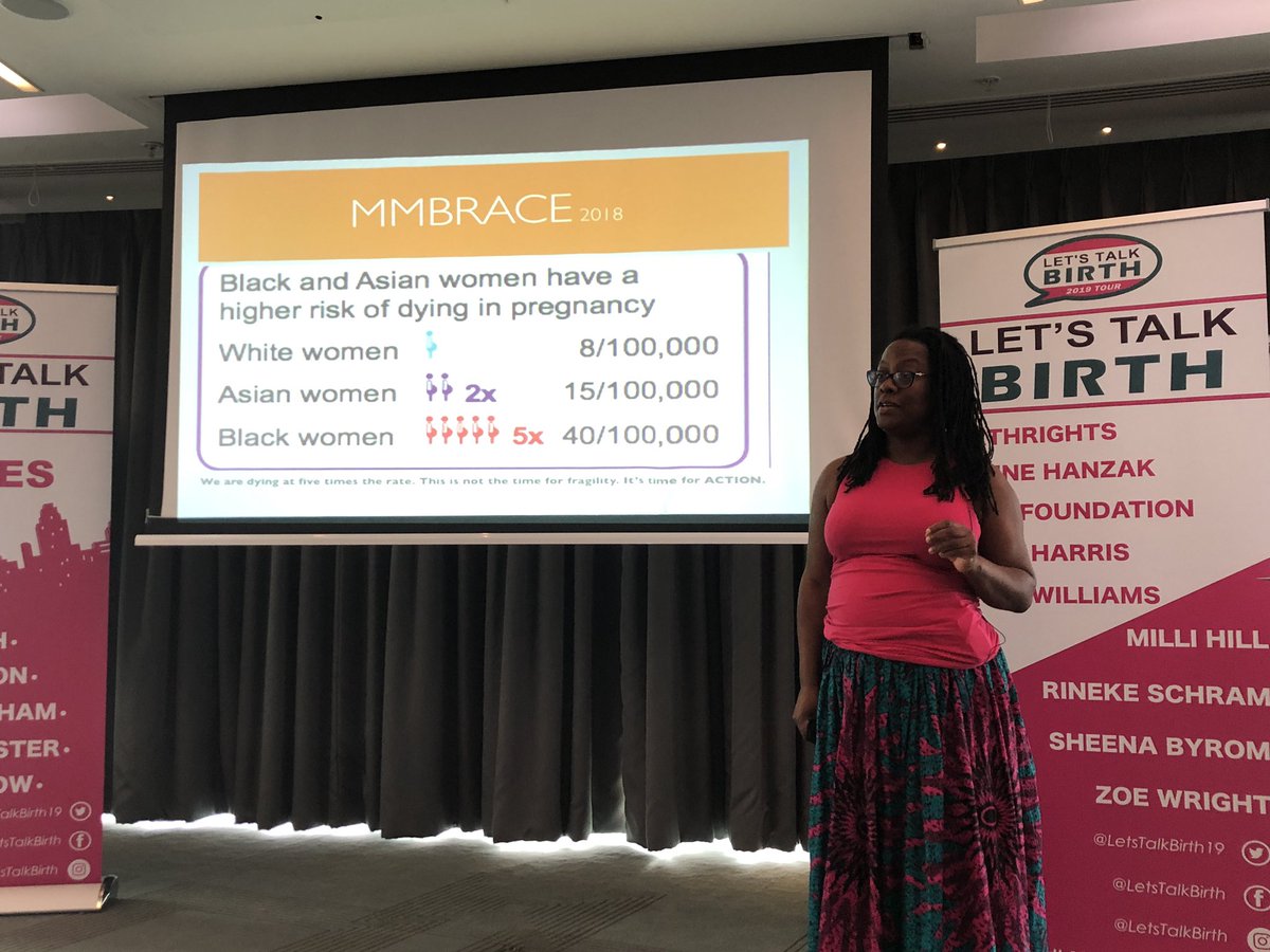 SaimaKara's tweet photo. Inspiring talk by Doula @_MarsLord: "5x more black women are dying in pregnancy than white women" - change starts with us. What racial biases do we have? How can we acknowledge and overcome this? #letstalkbirth19 https://t.co/eICjnIrqBu