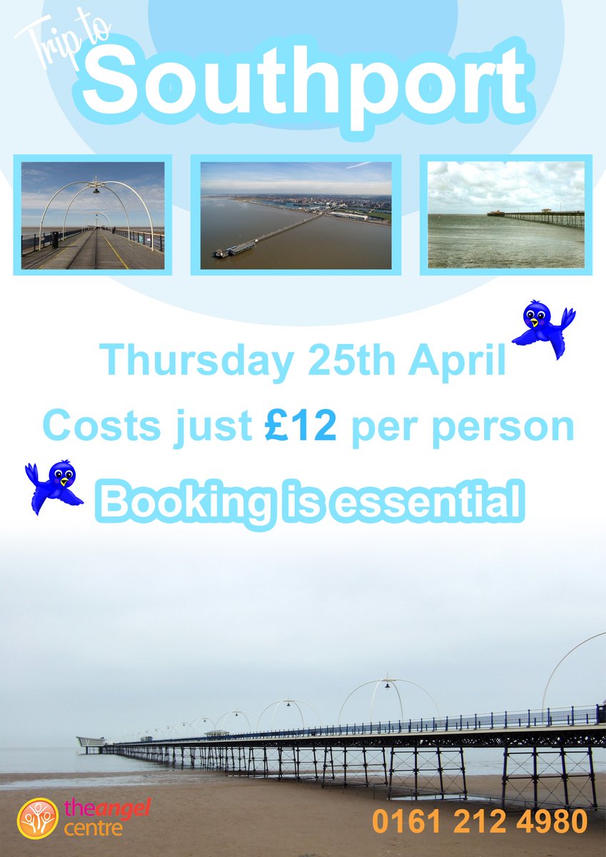 AngelSalford's tweet photo. Our next #trip is to Southport. If you have any questions please give us a call or email Simone@socialadventures.org.uk. https://t.co/Sazwgo0rcb