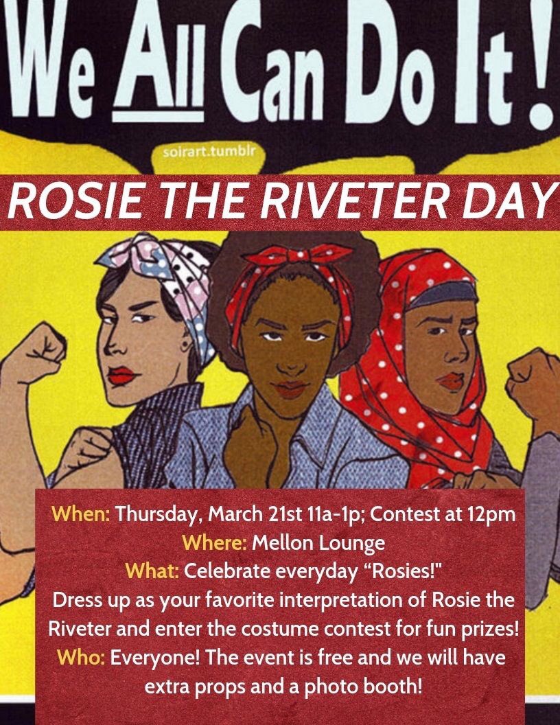ItsOnUsSUSKY's tweet photo. Today in Melon Lounge from 11am-1pm, dress up in Rosie the Riveter inspired clothing to celebrate Women’s History Month! #wecandoit https://t.co/sIgfkOiYJ5